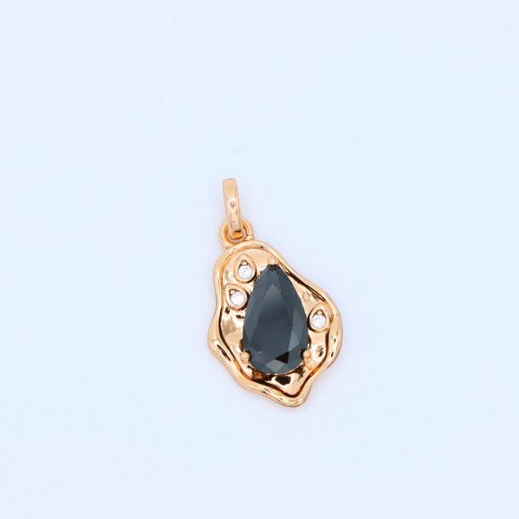 "Chic Black Teardrop Pendant in Gold Frame, XPPT1735 - Picture 9 of 13
